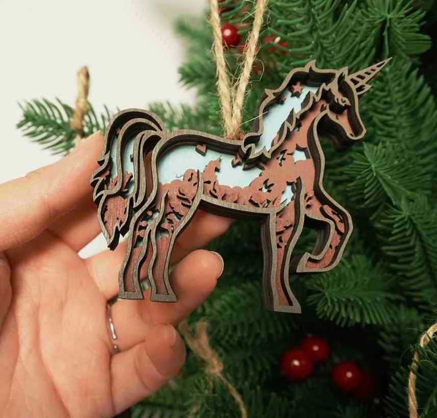 Unicorn 3D Wooden Ornament