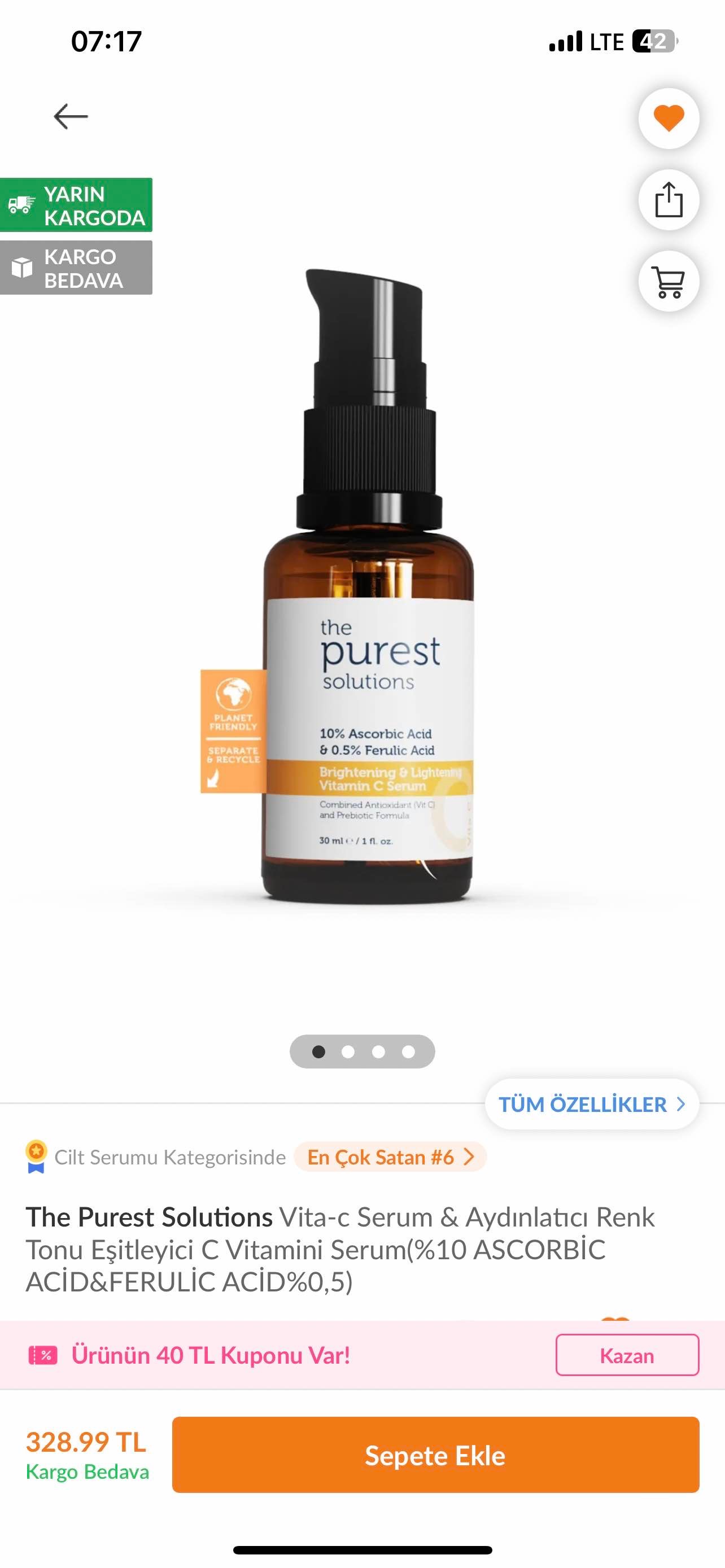 The Purest Solutions Vita-c Serum & Aydınlatıcı Renk Tonu Eşitleyici C Vitamini Serum(%10 ASCORBIC ACID&FERULIC ACID%0,5)