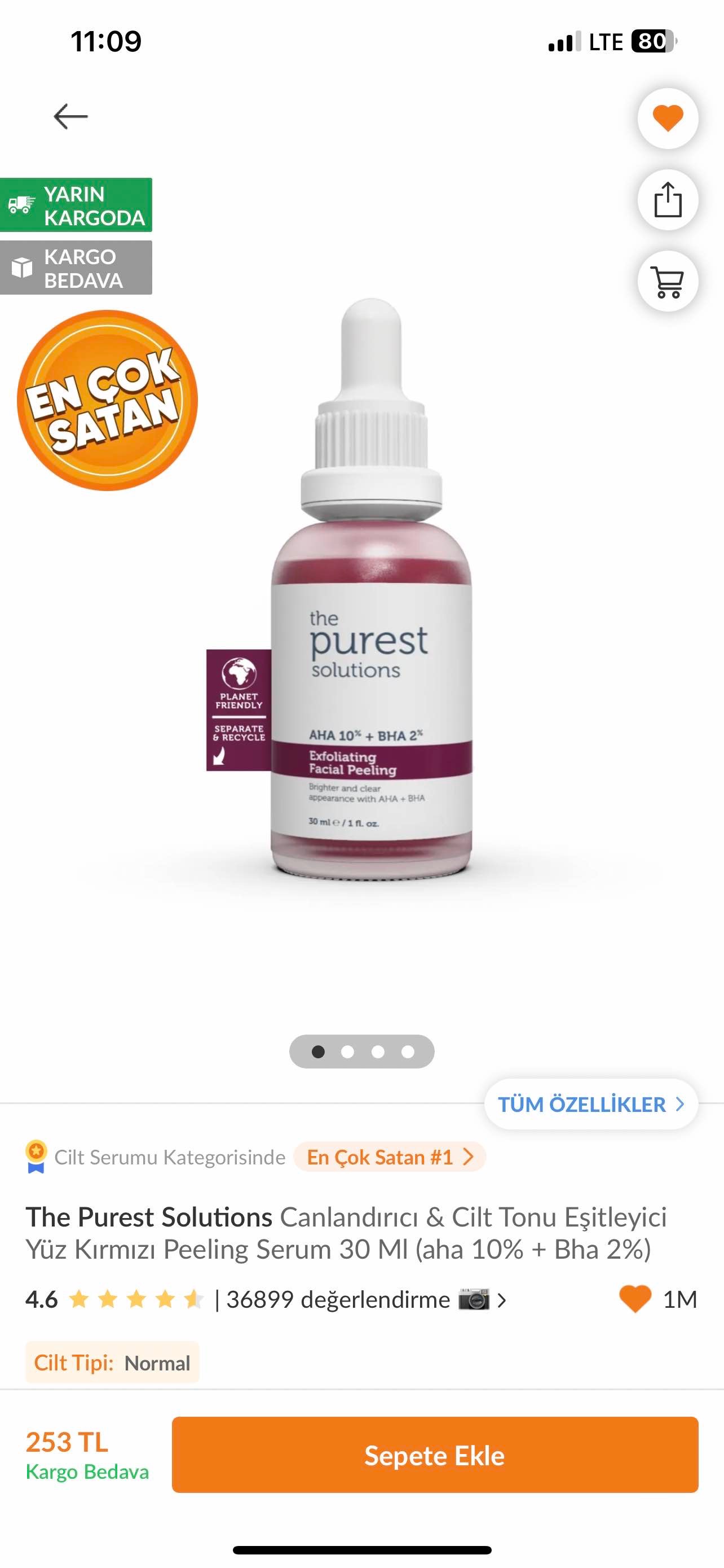 The Purest Solutions Canlandırıcı & Cilt Tonu Eşitleyici Yüz Kırmızı Peeling Serum 30 MI (aha 10% + Bha 2%)