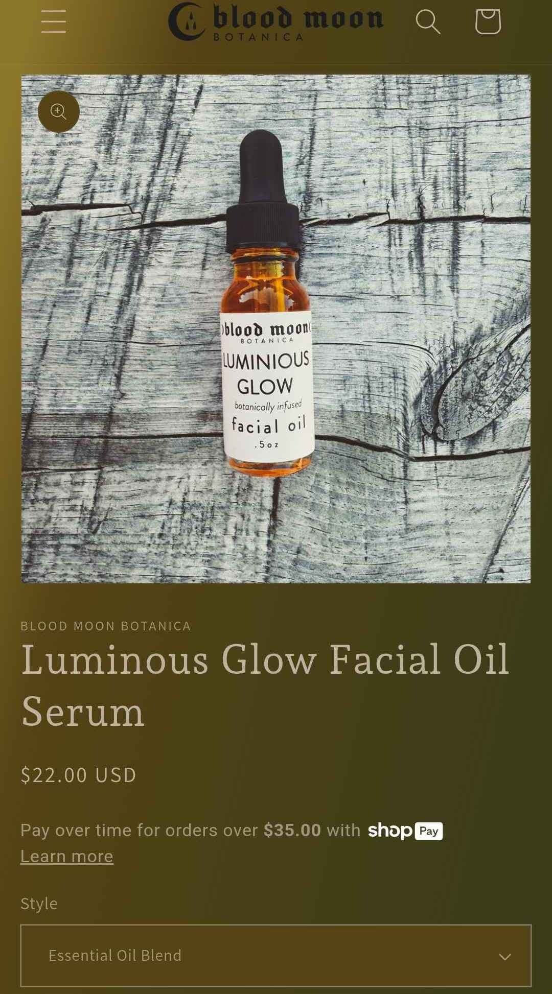 Luminous Glow Facial Oil Essential oil choice