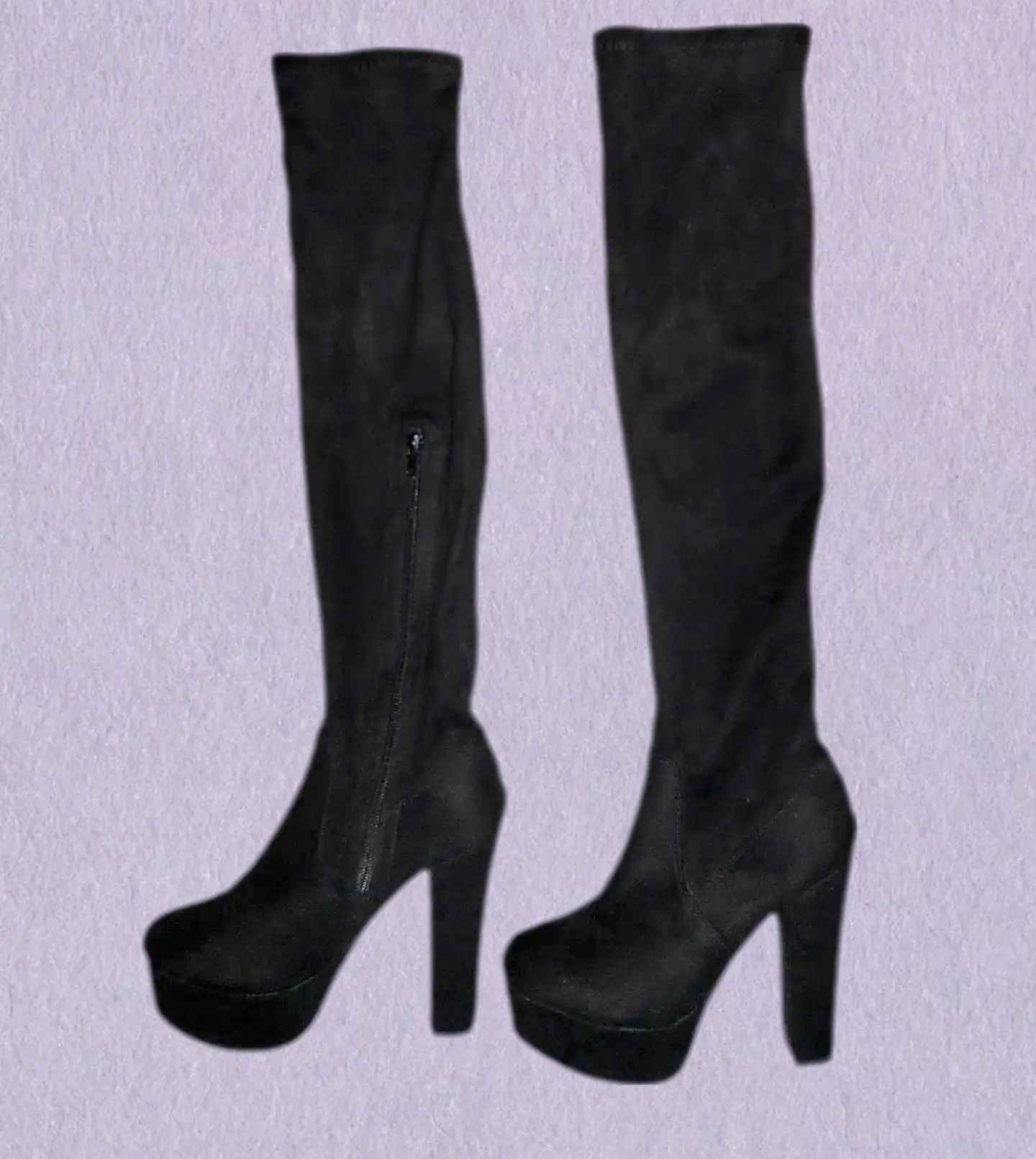 Platform Block Heel over Knee High Boots