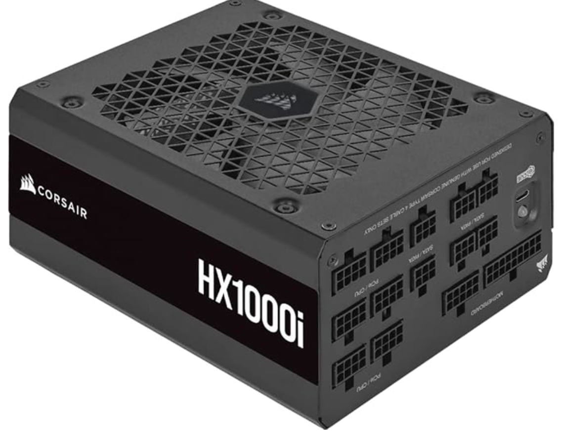 Corsair HX1000i, HXi Series, 80 Plus Platinum Fully Modular Ultra-Low Noise ATX Digital Power Supply (Triple EPS12V Connectors, 140mm Fluid Dynamic Bearing Fan, Zero RPM Fan Mode) Black