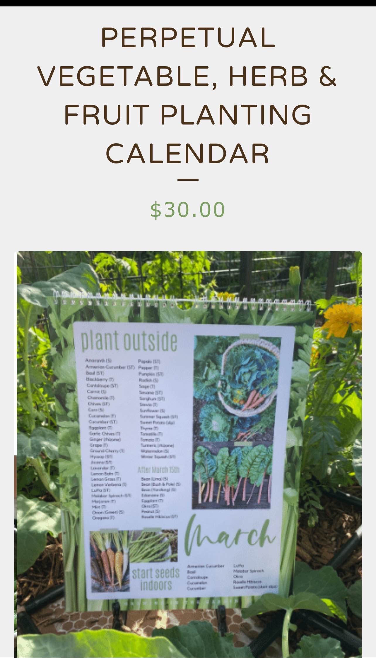 PERPETUAL VEGETABLE, HERB & FRUIT PLANTING CALENDAR