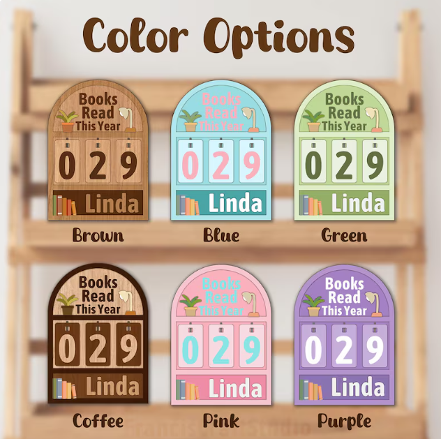 Books Read This Year Counter - Custom Books Read Tracker, Mini Bookshelf, Book Lovers Gift, Bookshelf Decor, Book Ends, Gift for Readers