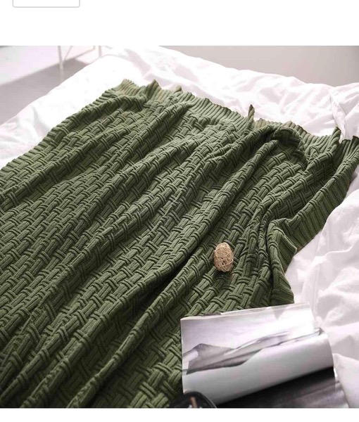 Amazon.com: TREELY 100% Cotton Knitted Throw Blanket Couch Cover Blanket(50 x 60 Inches, Green Forest): Home & Kitchen