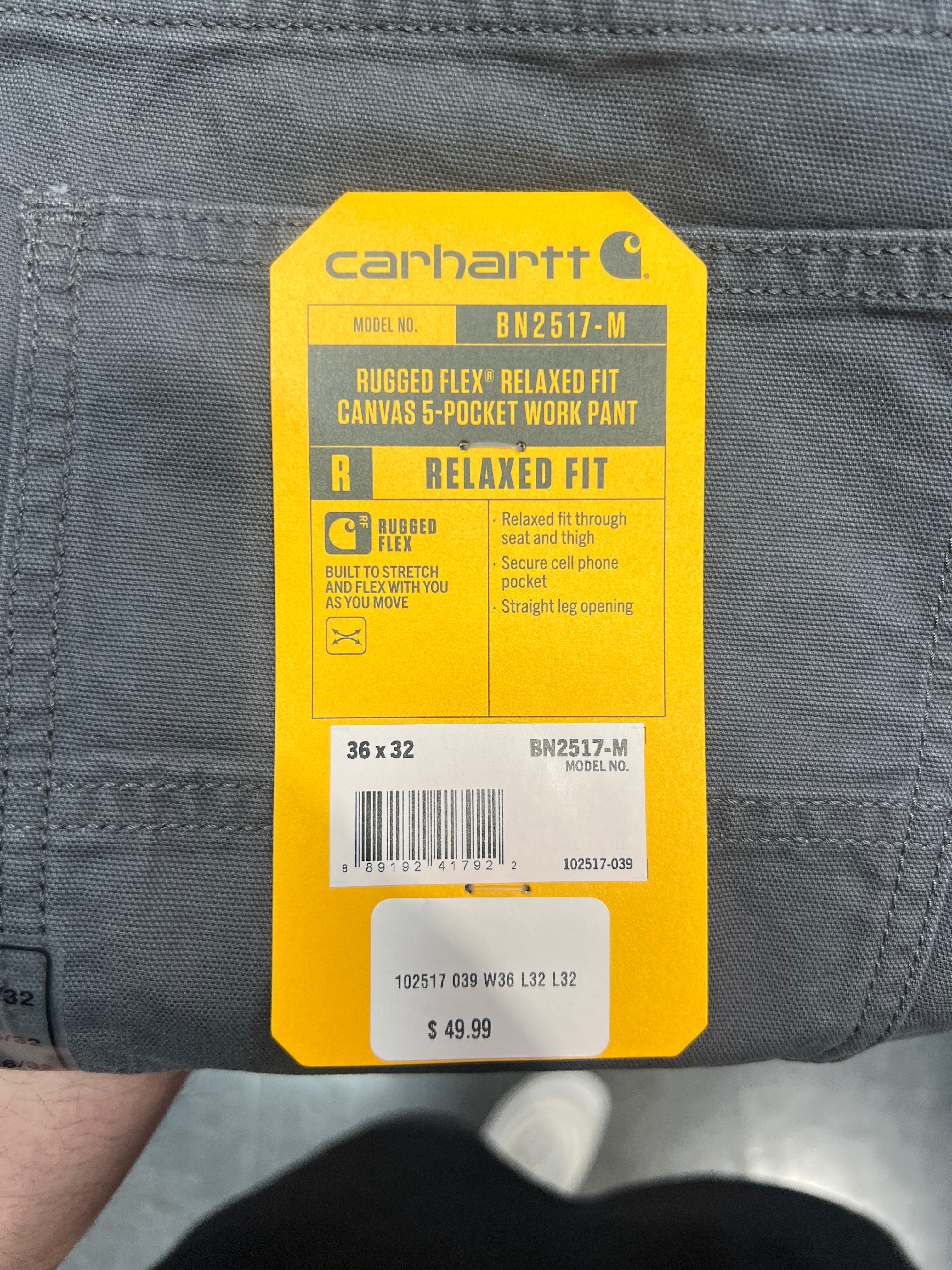 Carhartt RUGGED FLEX® RELAXED FIT
CANVAS 5-POCKET WORK PANT