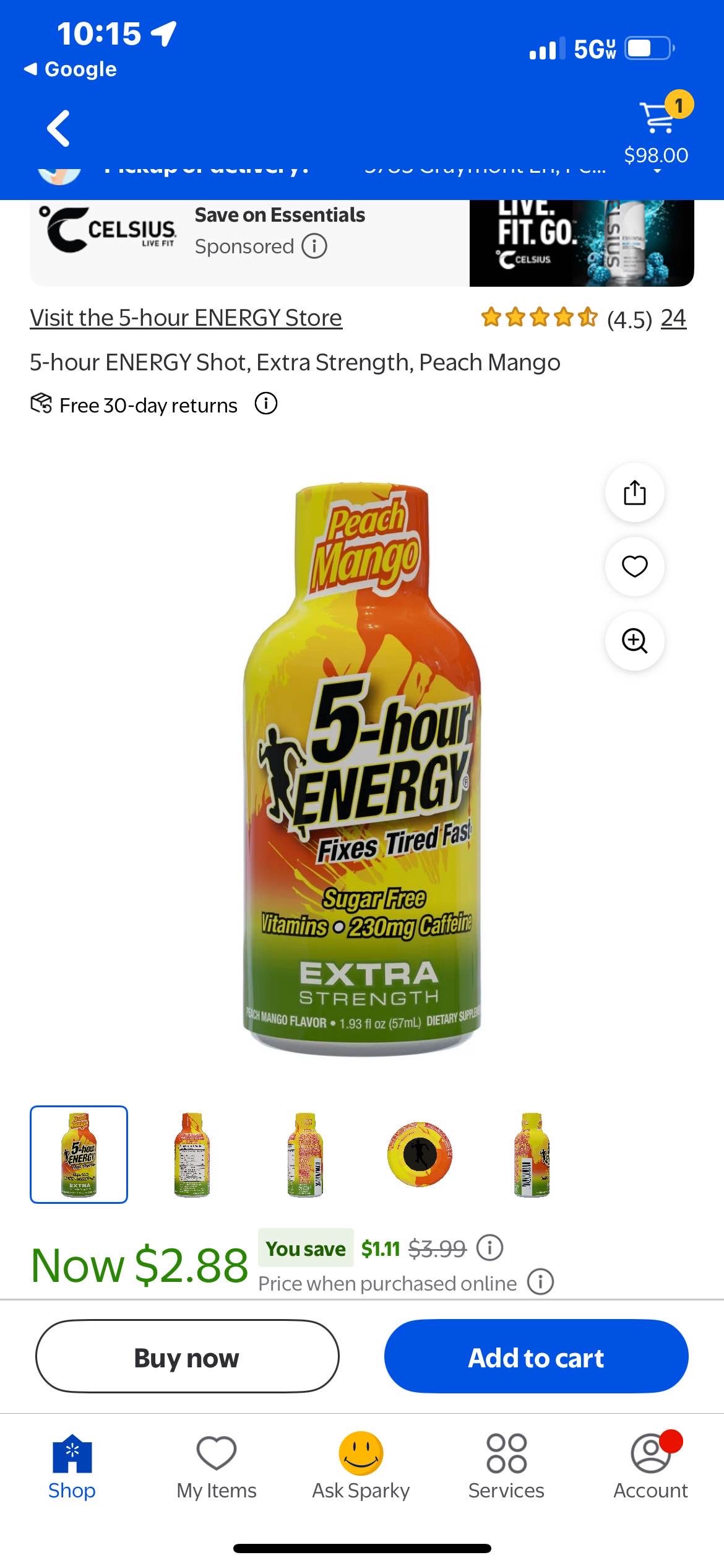 5-hour ENERGY Shot, Extra Strength, Peach Mango