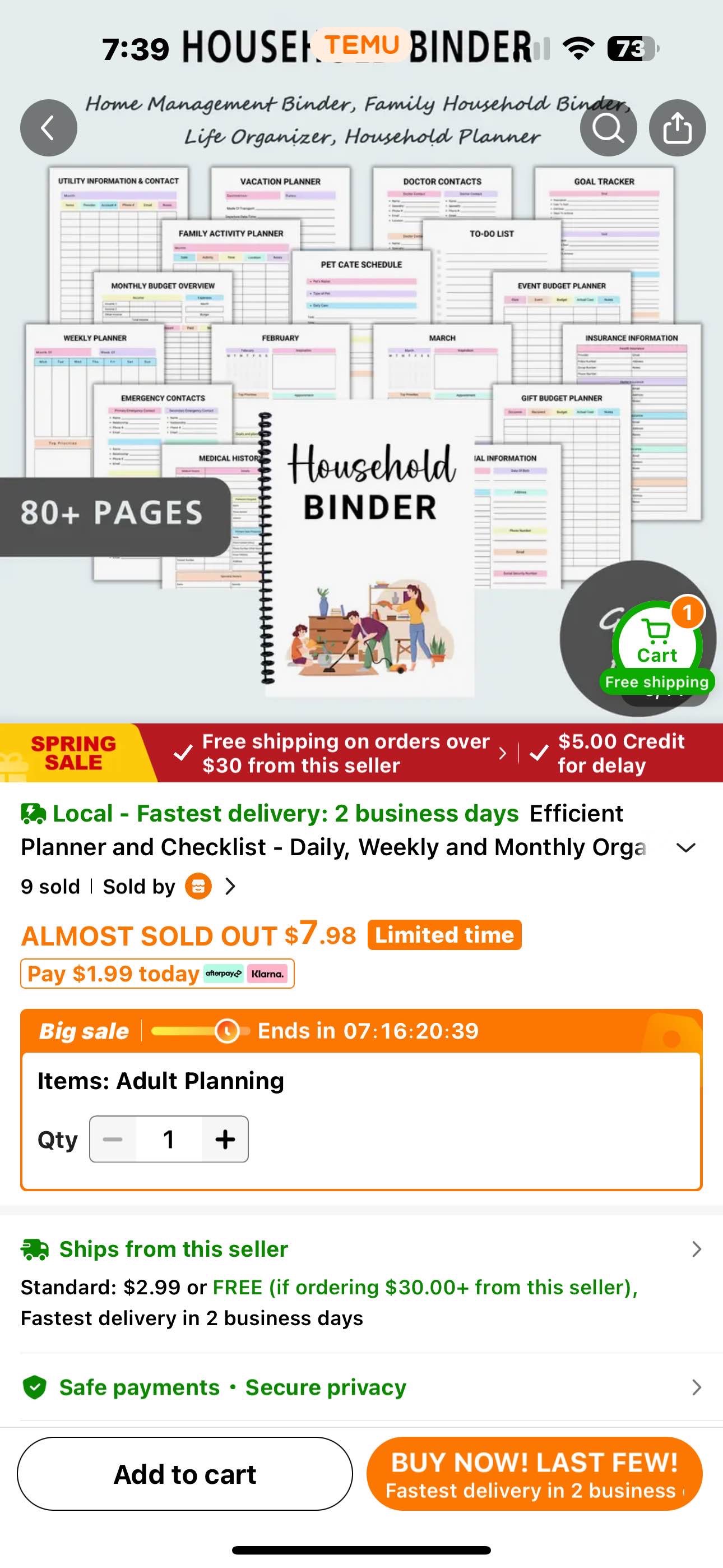 Efficient Planner and Checklist - Daily, Weekly and Monthly Orga