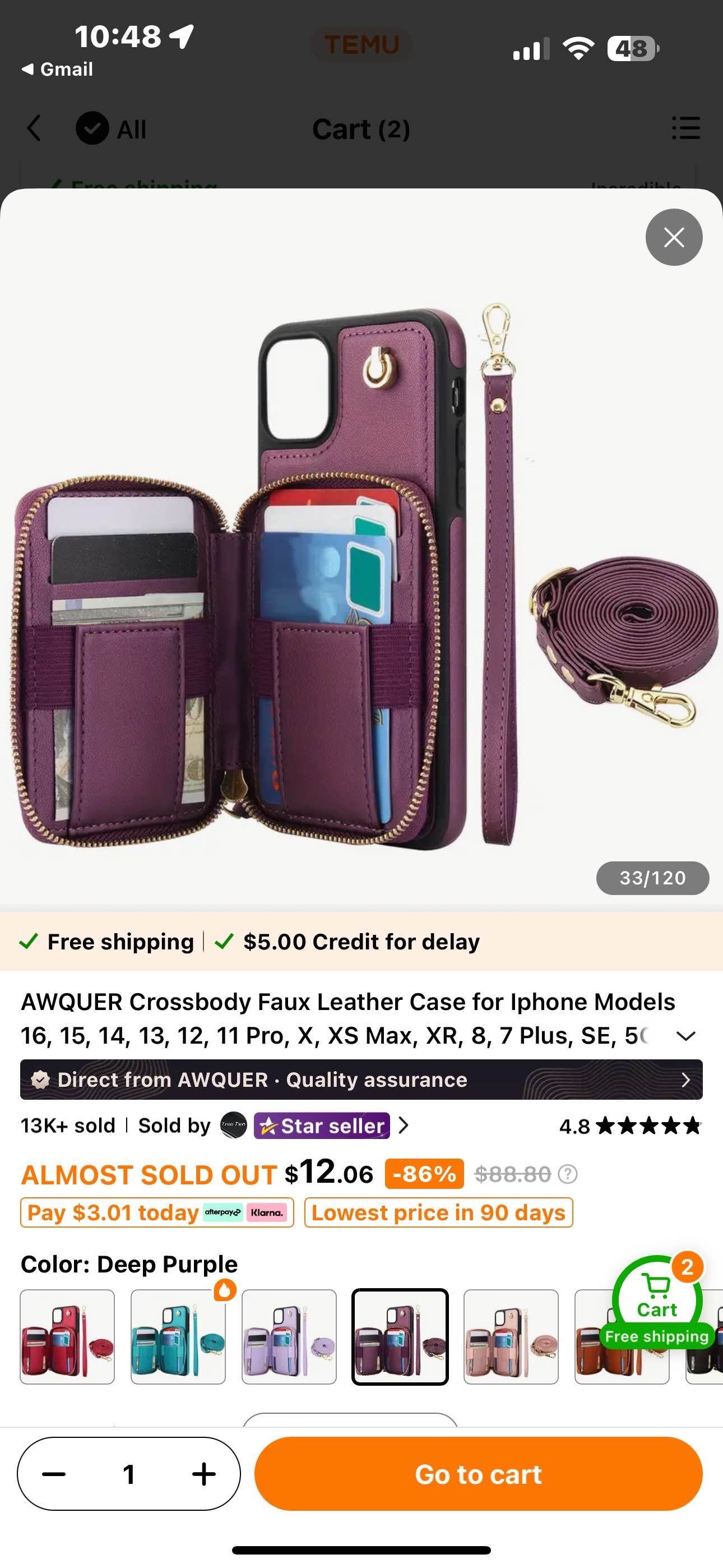 AWQUER Crossbody Faux Leather Case for Iphone Models 16, 15, 14, 13, 12, 11 Pro, X, XS Max, XR, 8, 7 Plus, SE, 50