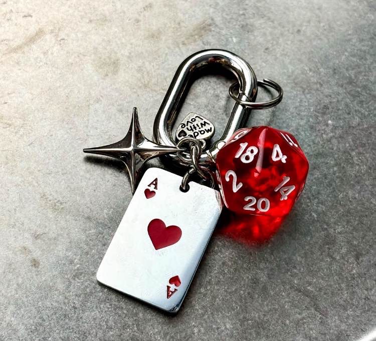 Playing Card Dice Keychain