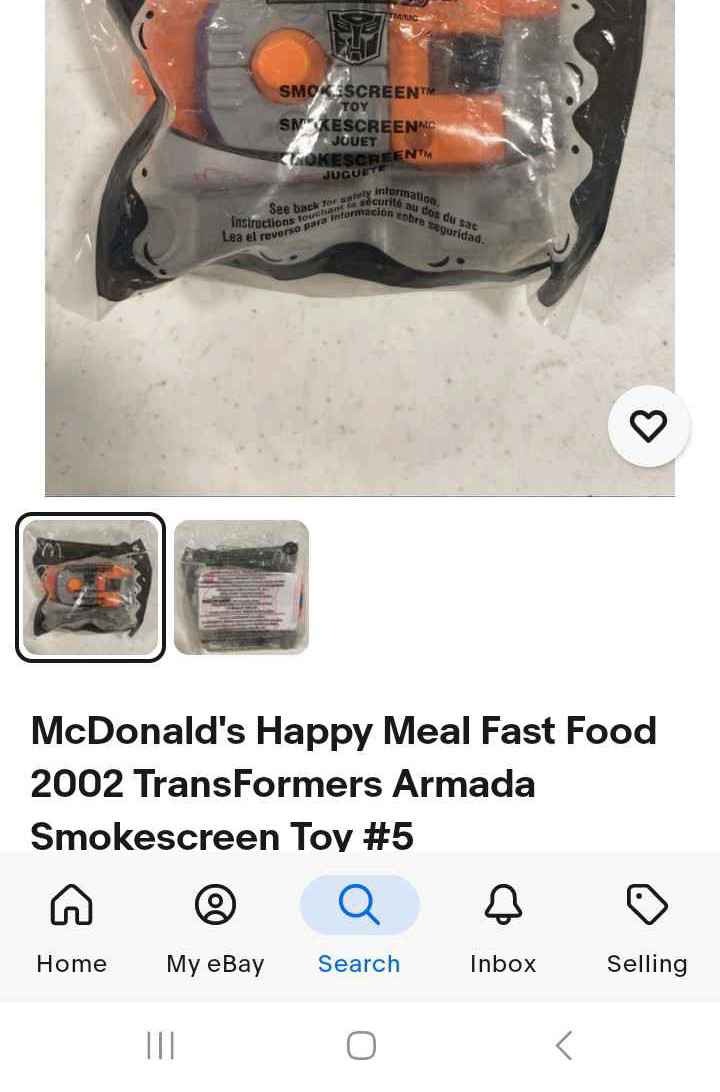 McDonald's Happy Meal Fast Food 2002 TransFormers Armada Smokescreen Tov #5