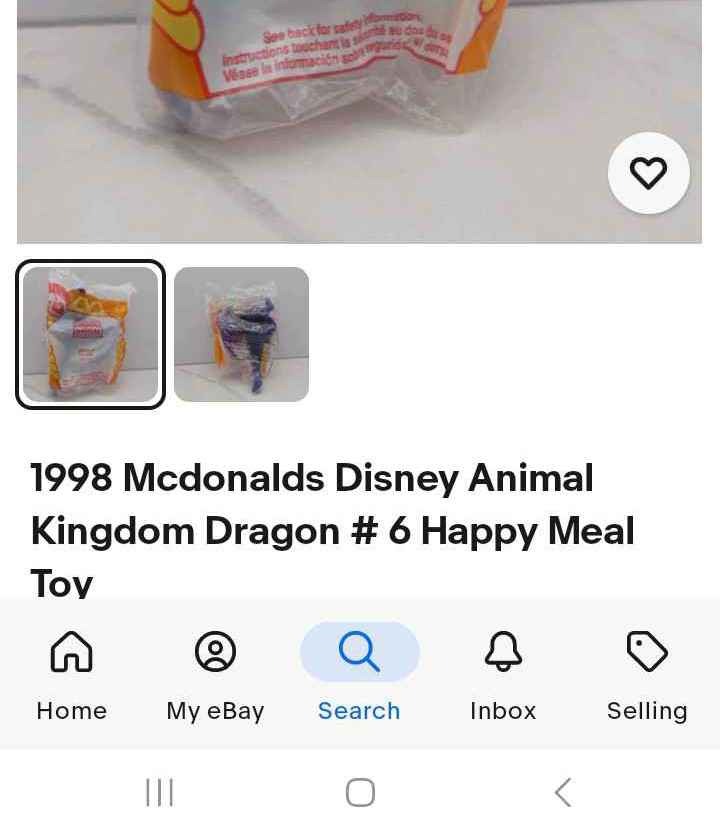 1998 Mcdonalds Disney Animal Kingdom Dragon # 6 Happy Meal Tov