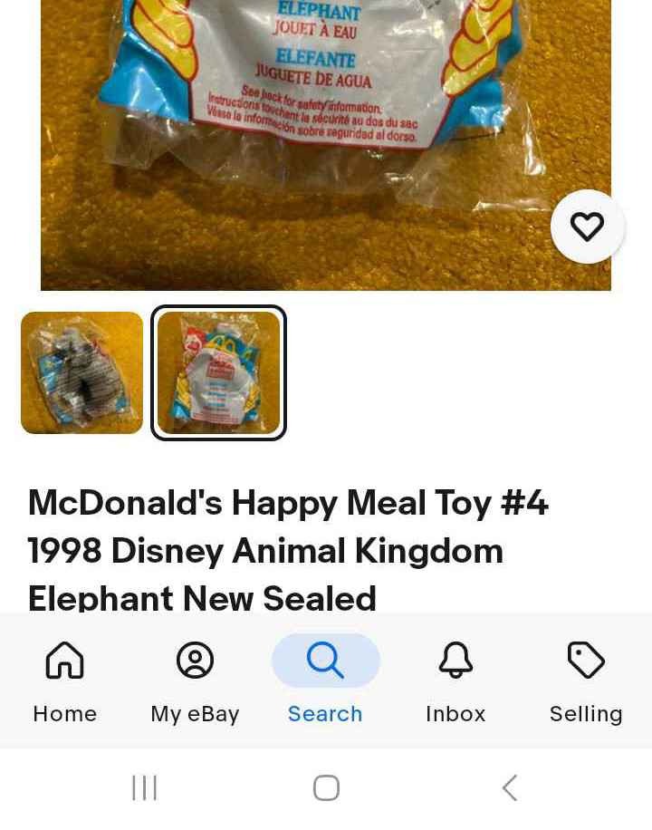 McDonald's Happy Meal Toy #4 1998 Disney Animal Kingdom Elephant New Sealed