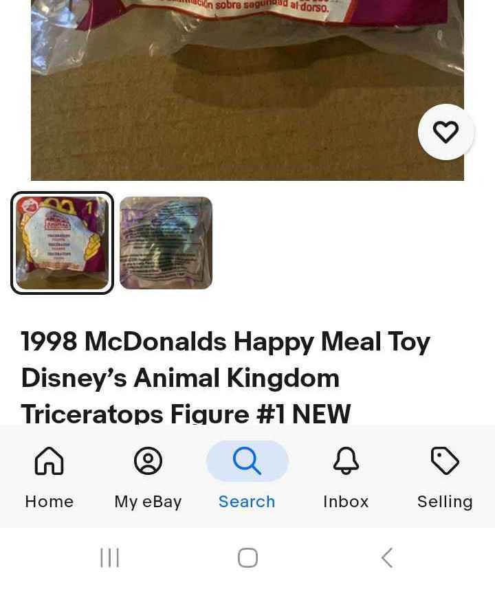 1998 McDonalds Happy Meal Toy Disney's Animal Kingdom Triceratops Figure #1 NEW
