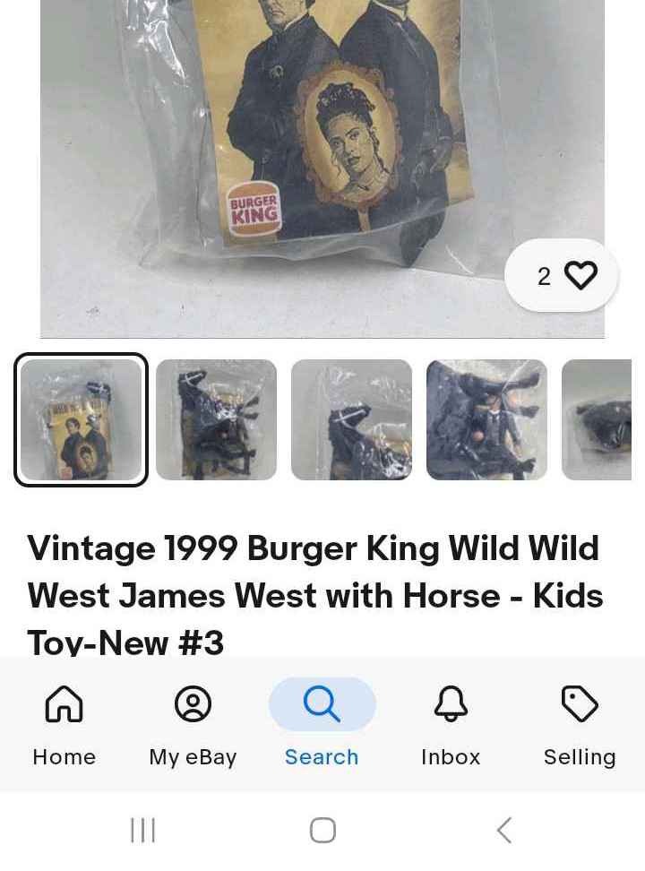 Vintage 1999 Burger King Wild Wild West James West with Horse - Kids Tov-New #3