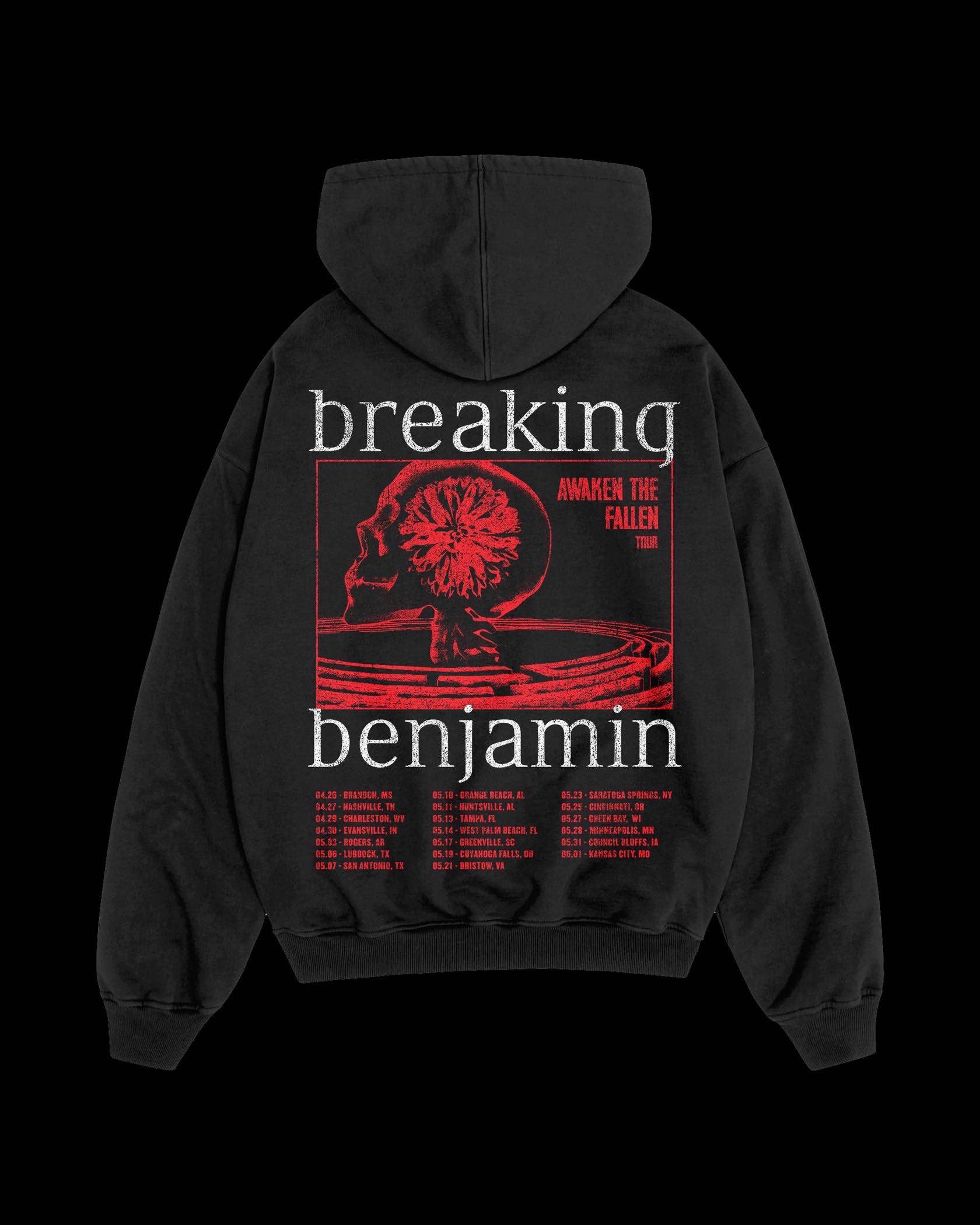 Breaking Benjamin Awaken the Fallen Tour Date Black Hoodie