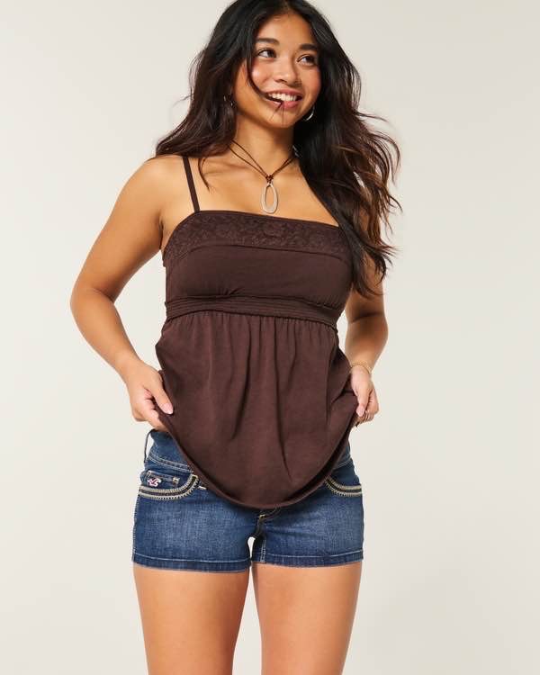 Ultra Low-Rise Dark Wash Denim Shortie Shorts
