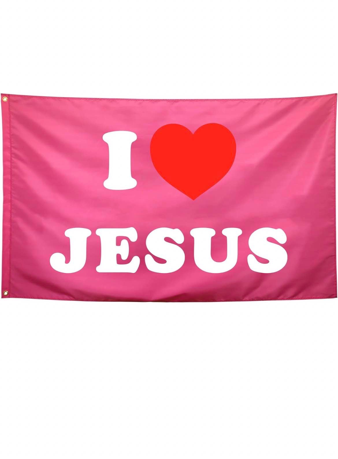 Seekamit I Heart Jeus Flag Pink Funny College Dorm Flags for Girls Cool Girl Flags for Bedroom Room Wall Meme Flags Banner 3x5Ft Indoor Outdoor Garden Decor