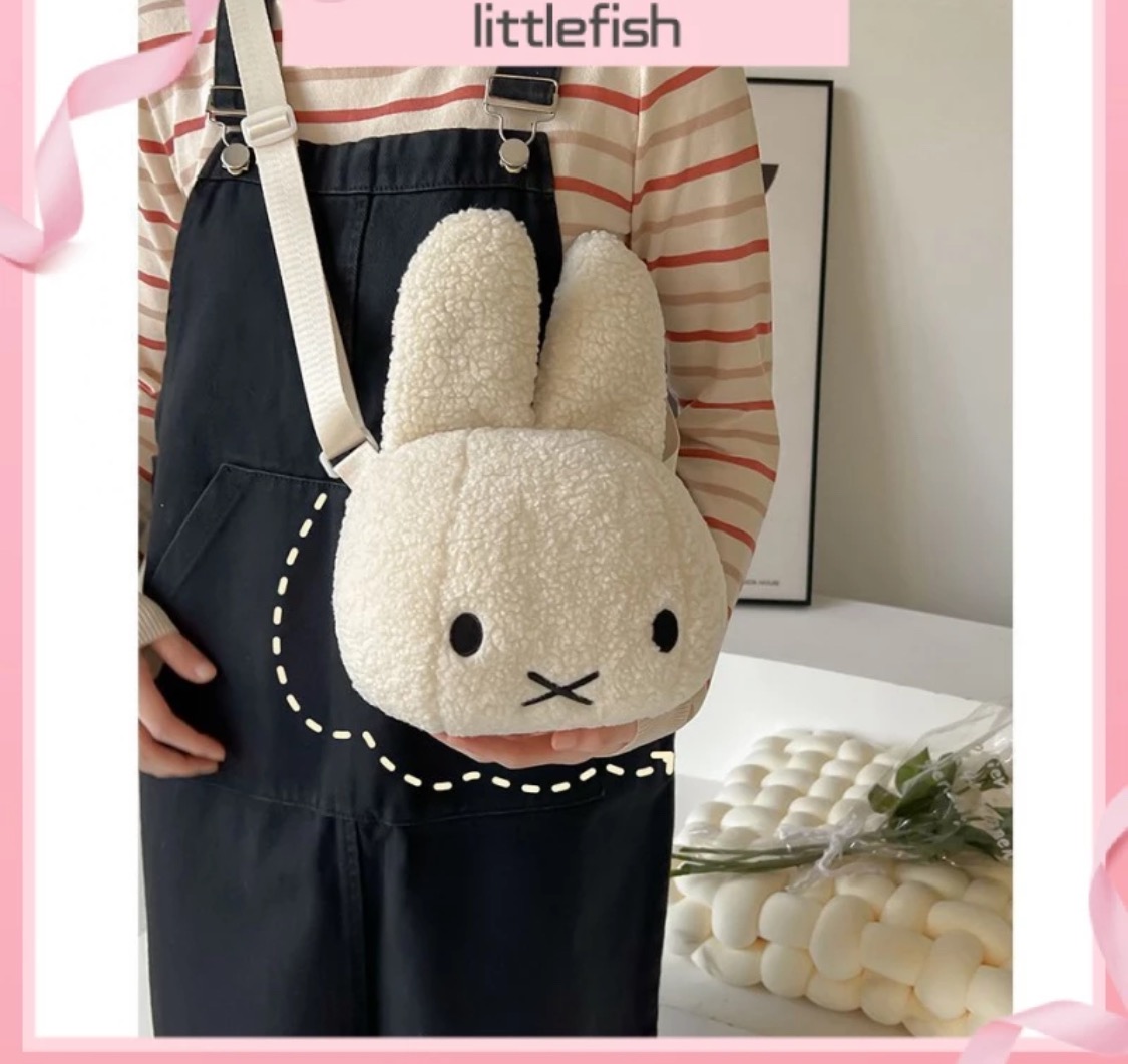 Miffys New Autumn and Winter Bag Kawaii Cartoon Hairy Girl's Backpack Cartoon Messenger Bag Fashion Personality Shoulder Bag