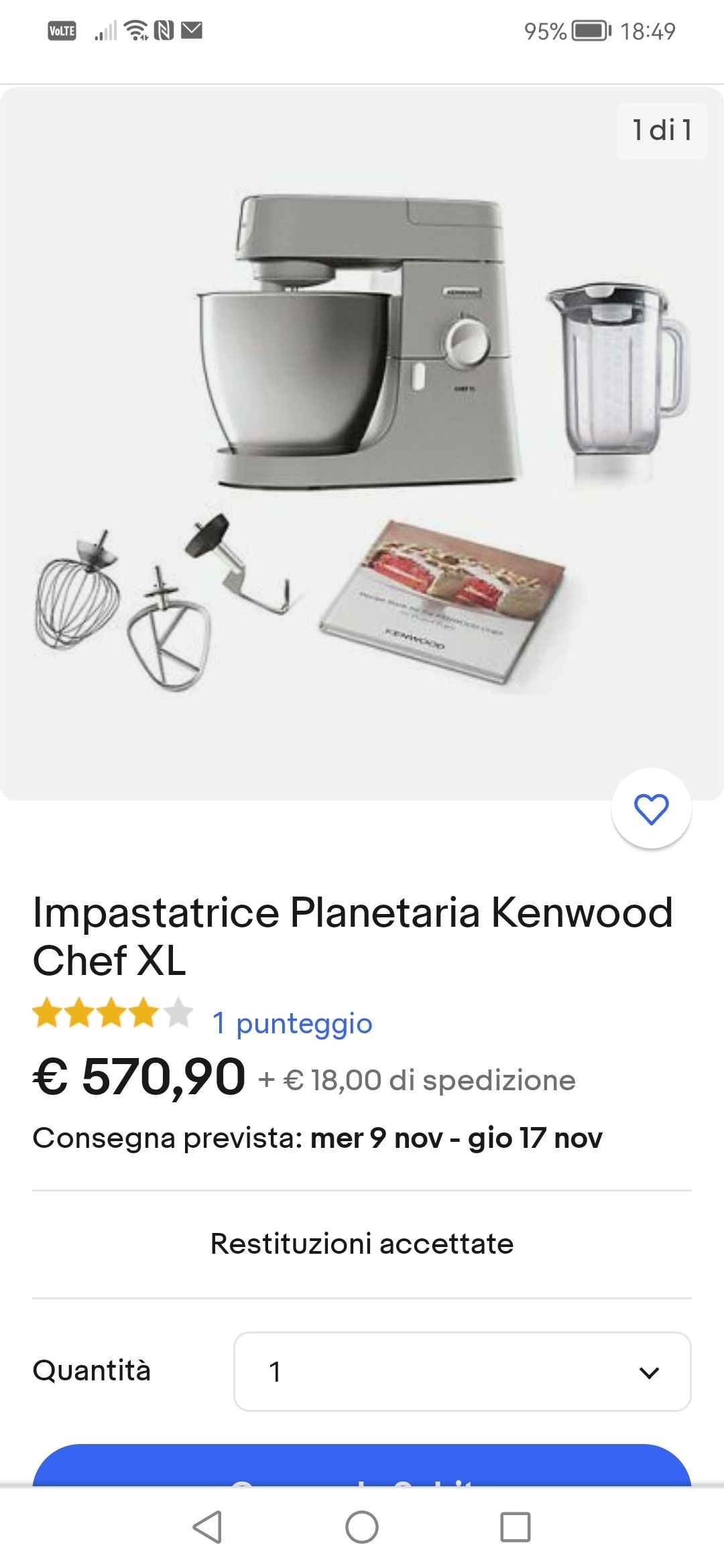 Impastatrice Planetaria Kenwood Chef XL