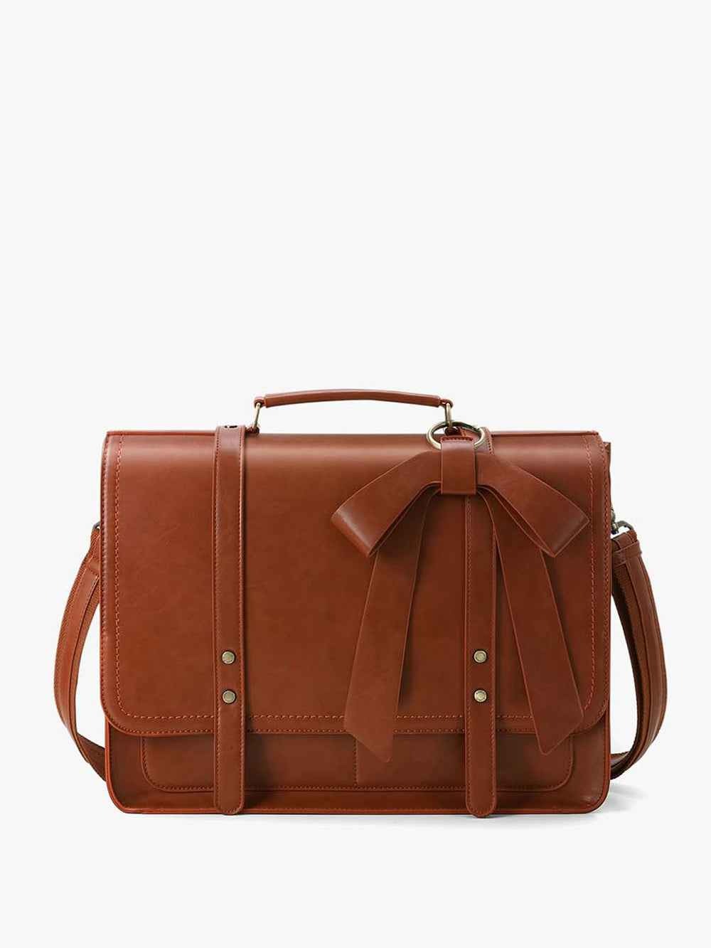 Women's PU Detachable Bow Big Briefcase