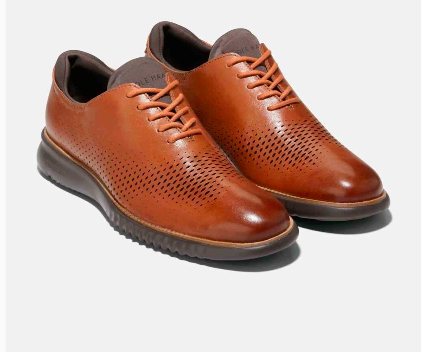 Men's 2.ZERØGRAND Laser Wingtip Oxfords in Brown