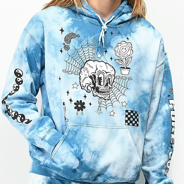A-Lab Never Grow Up Blue Tie Dye Hoodie