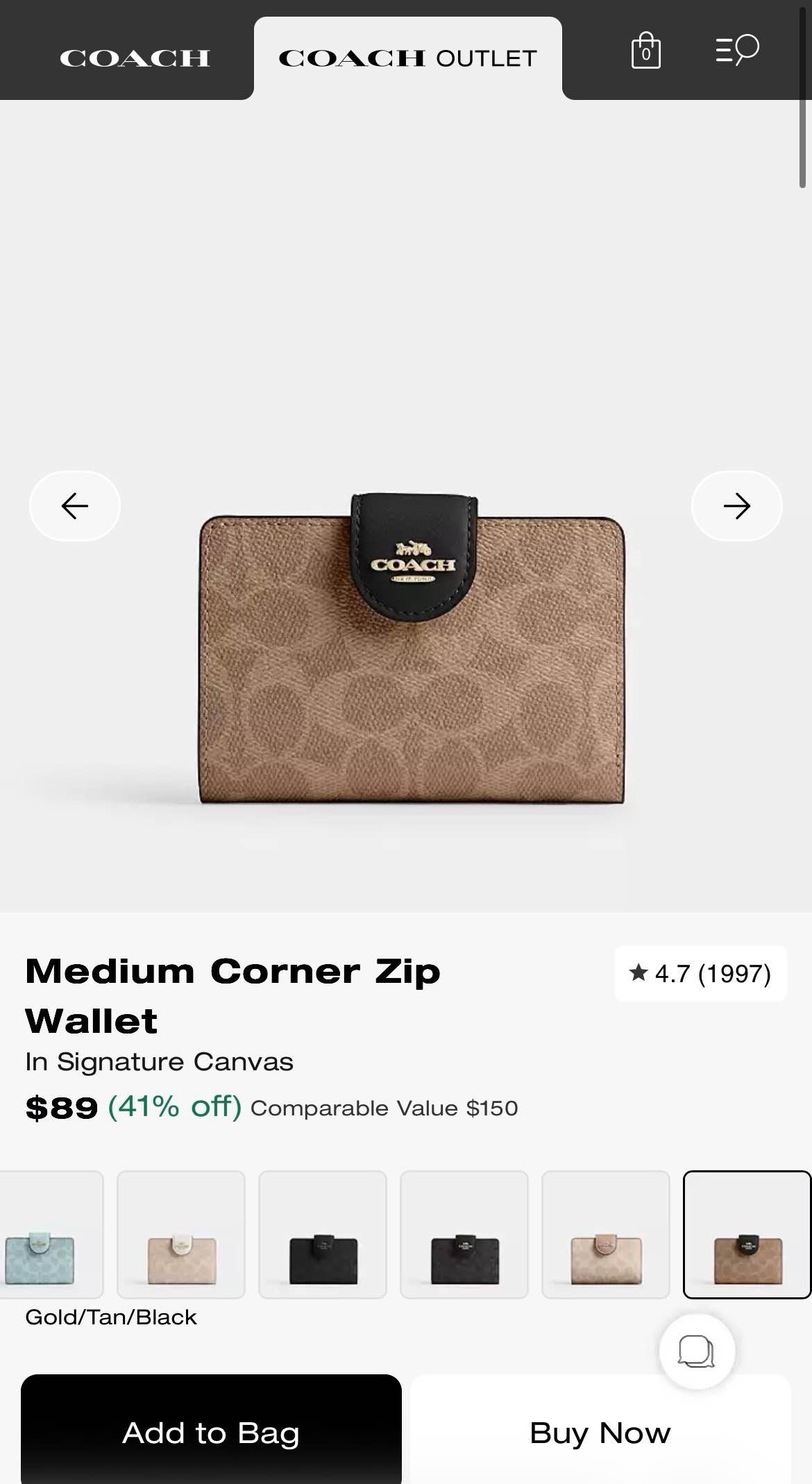 Medium Corner Zip Wallet In Signature Canvas