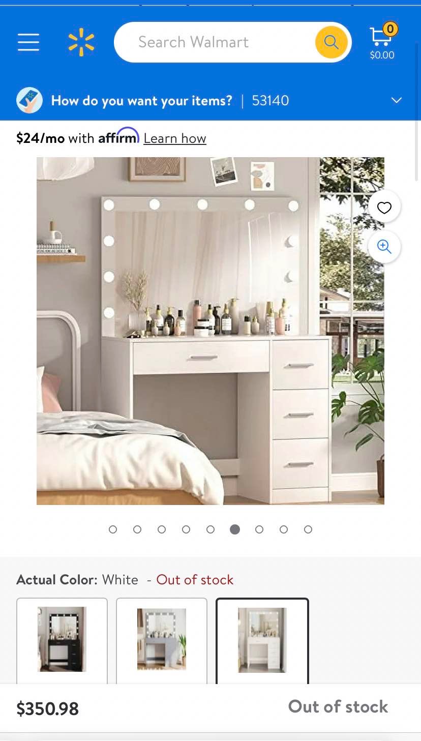 Irontar Makeup Vanity Table, Makeup Table with Large Mirror and 11 LED Lights, Brightness Adjustable, Dressing Table Desk with 4 Drawers, Bedroom Vanity Desk for Girls, Women, White WDT002W