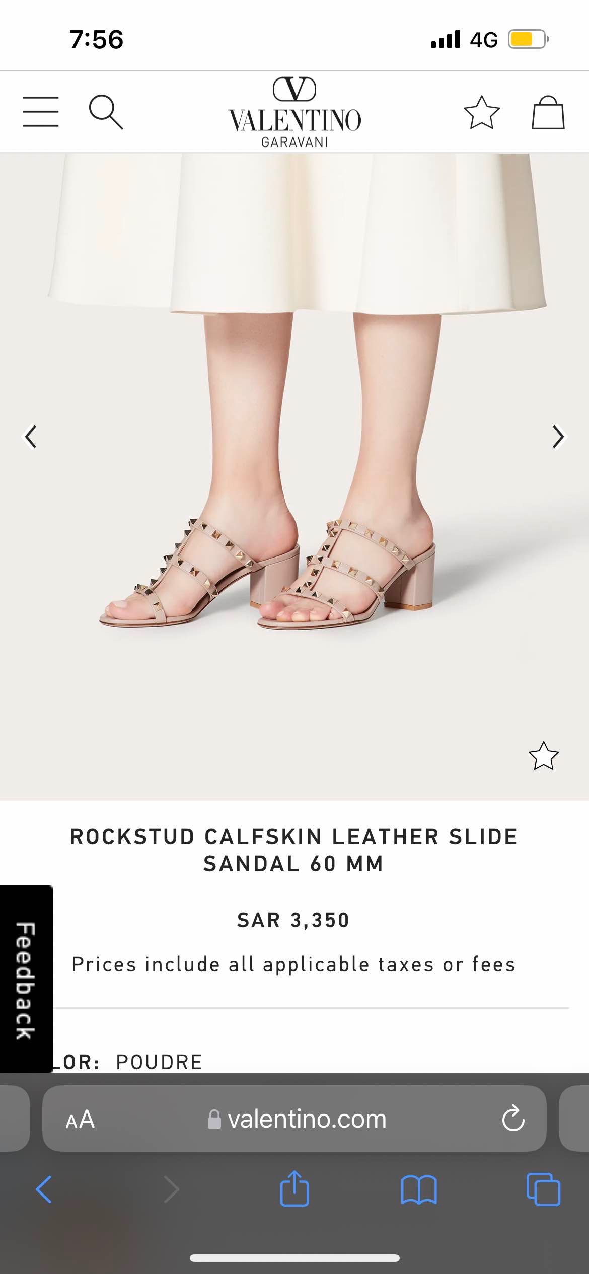 Rockstud Calfskin Leather Slide Sandal 60 MM