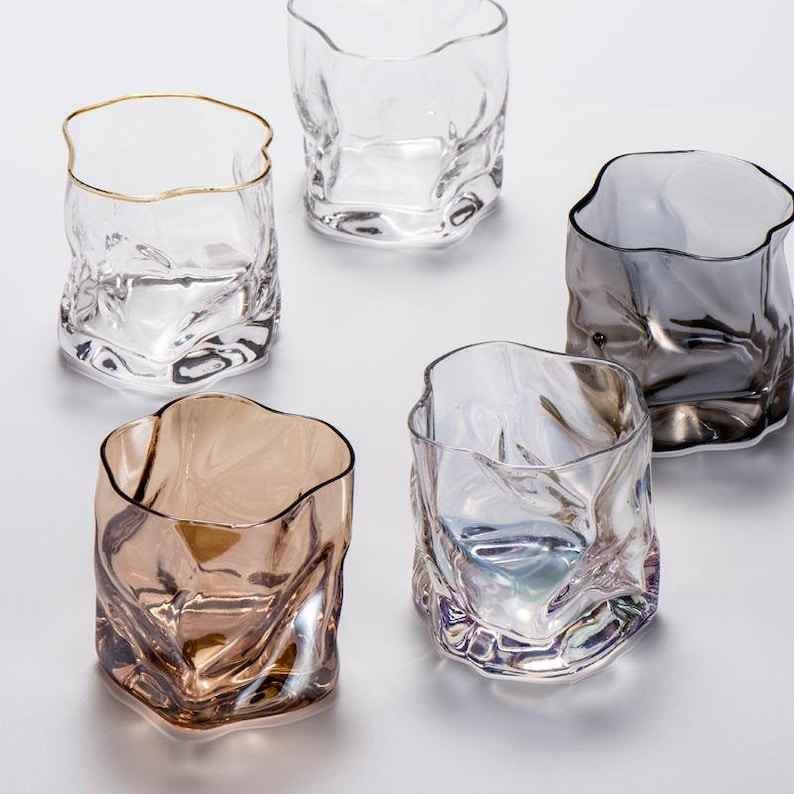 Asymmetrical cocktail glasses