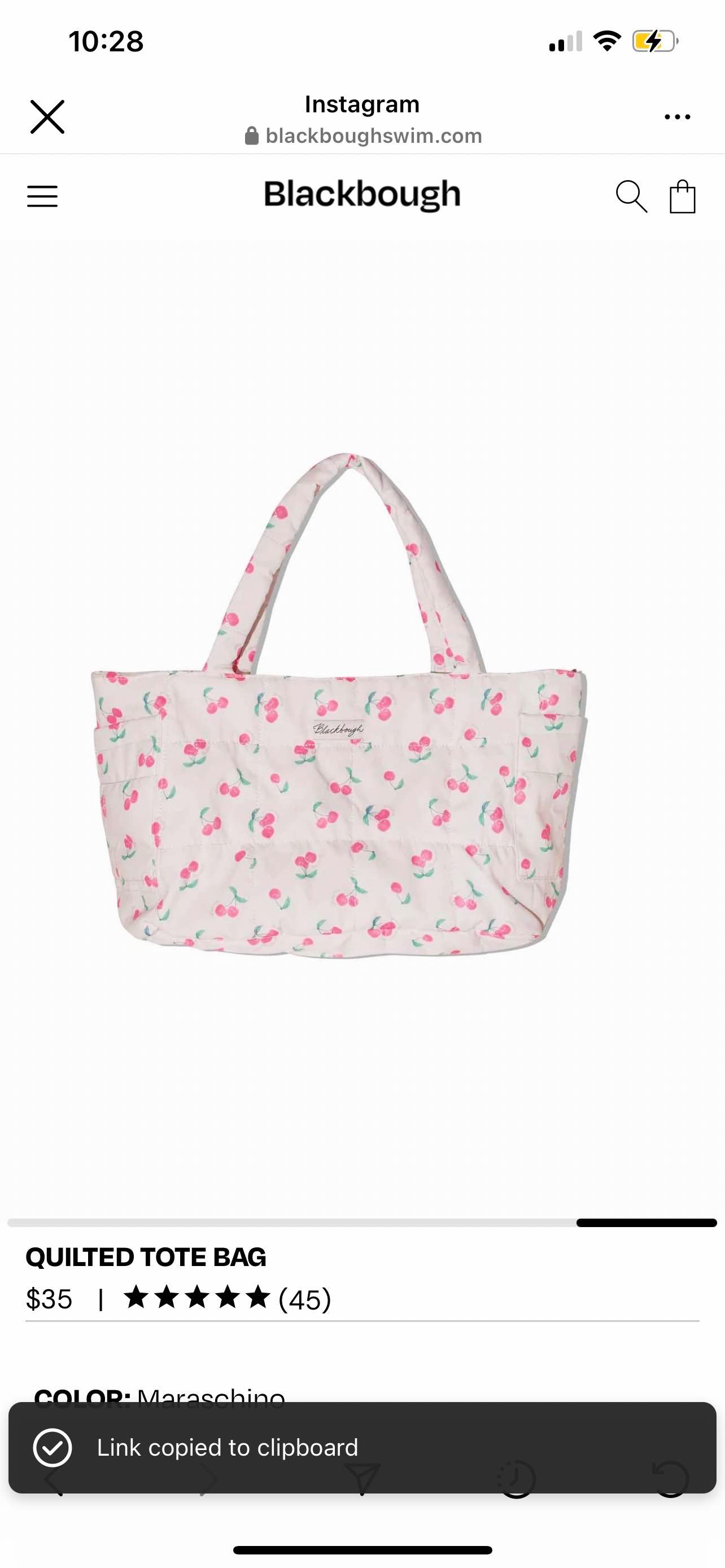 Quilted Tote Bag / Maraschino