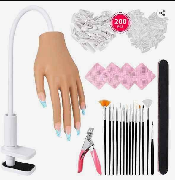 ALUROICE Practice Hand for Acrylic Nails - Nail Tips Won't Fall off Again- Flexible Fake Nail Mannequin Hand Practice for Training : Amazon.ca: Beauty & Personal Care