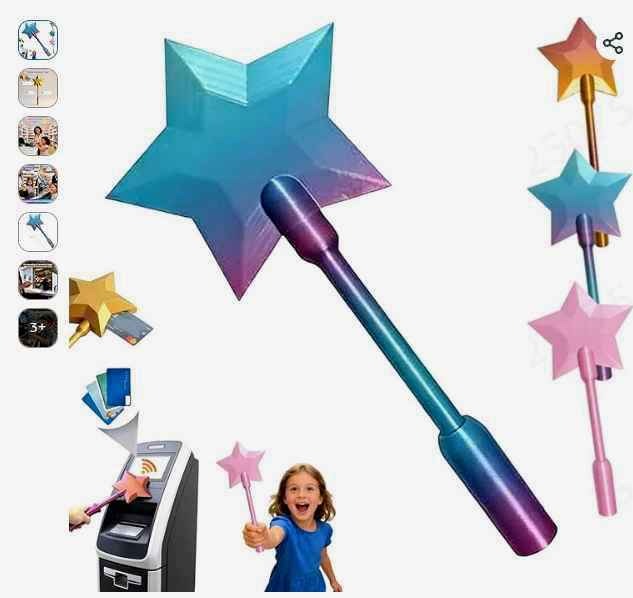 3D Printed Star Credit Card Holder Wand, Fun Tap to Pay & Contactless Payment Fairy Wand, Secure Card Storage Magic Wand, Ideal for Daily Shopping, Easy Checkout & Self-Checkout (Blue), Gag Toys & Practical Jokes - Amazon Canada