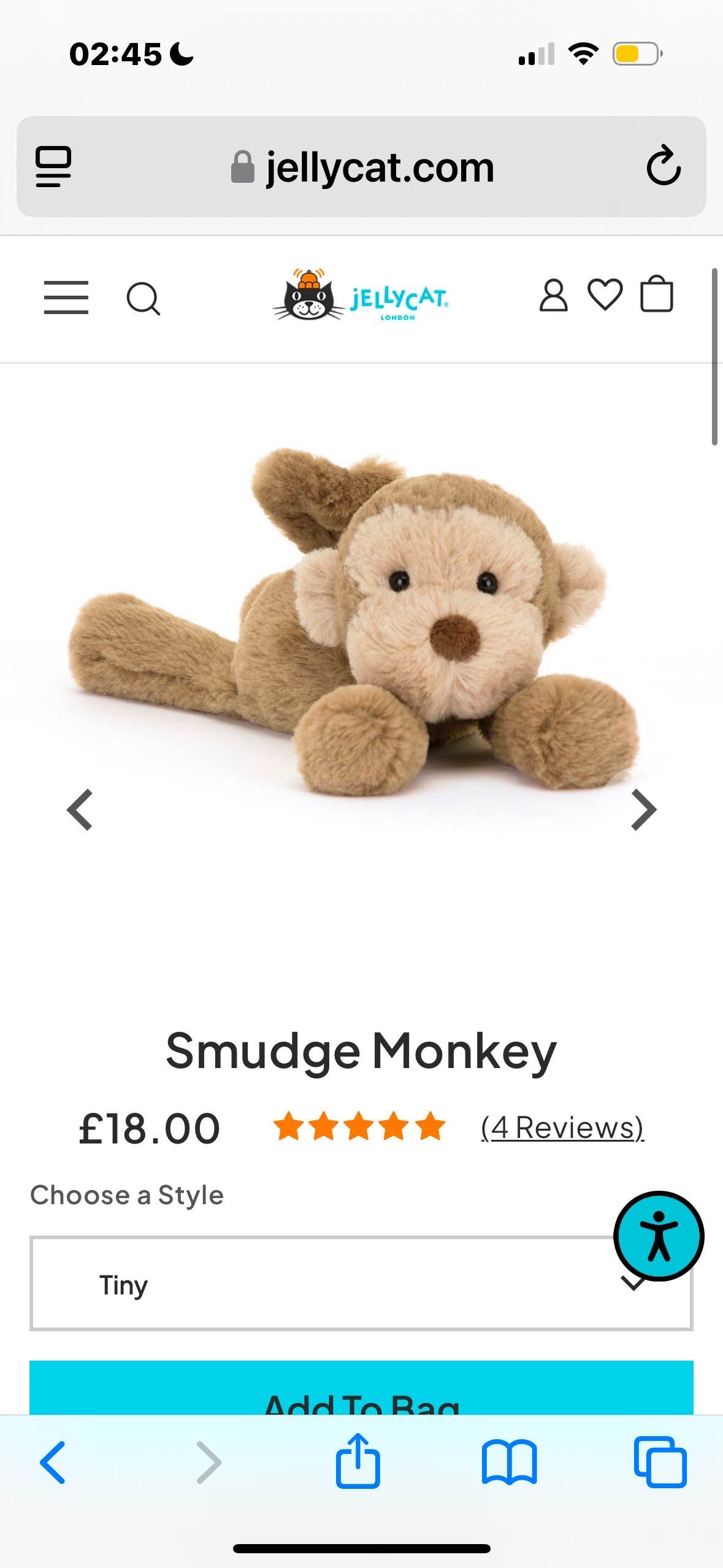 smudge tiny monkey jellycat🥺