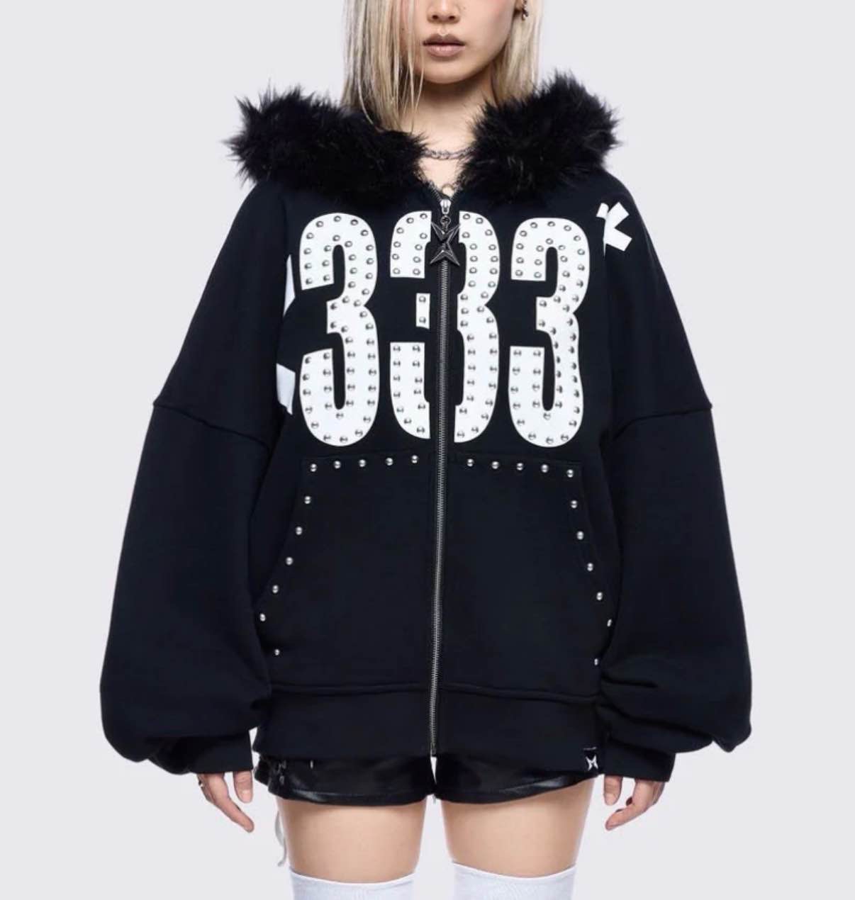 <333 zip up hoodie