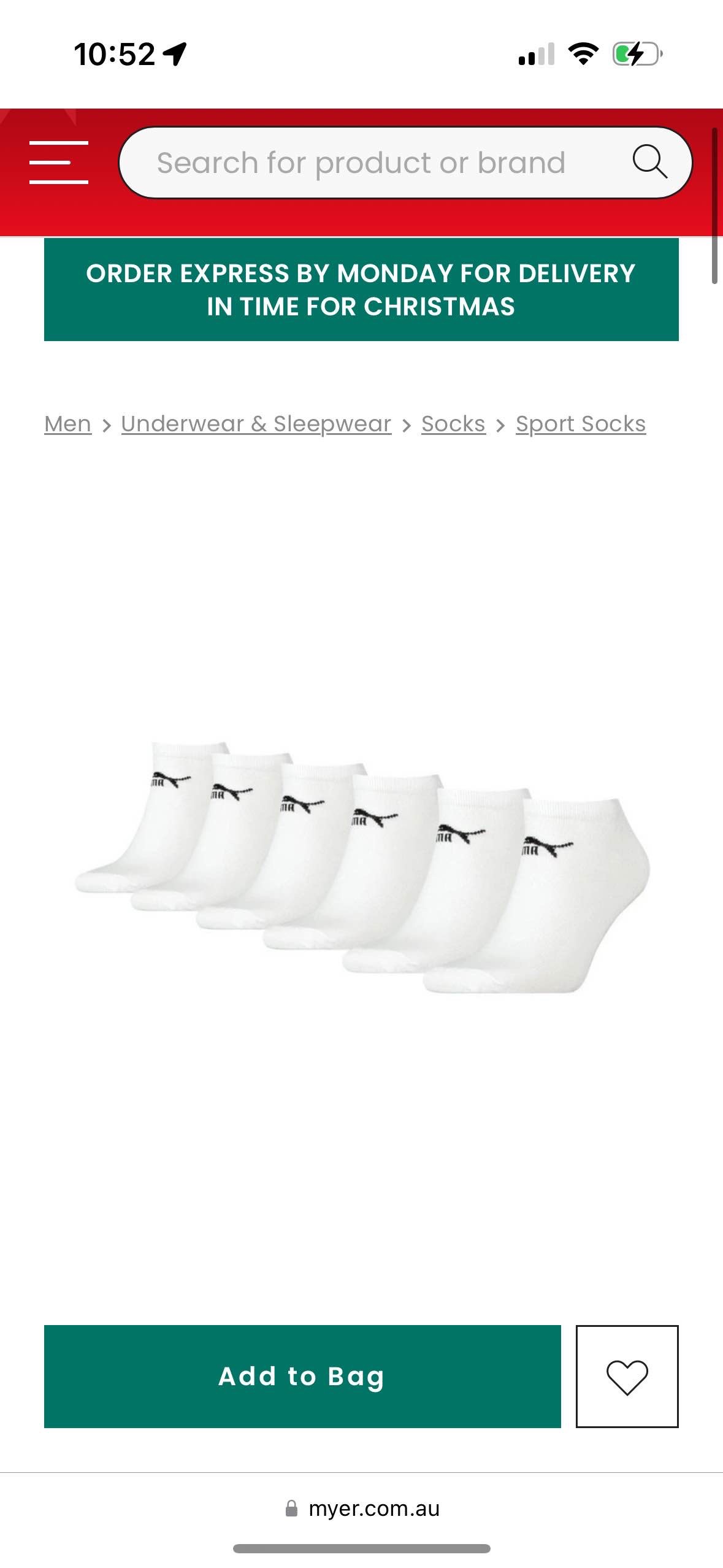 PUMA 6 Pack Sport Elements Sneaker Socks White | MYER