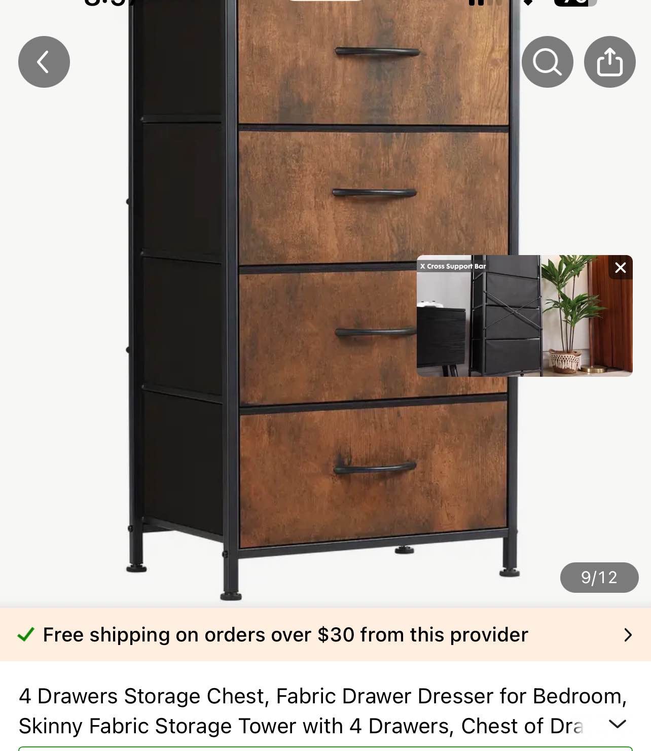 4 Drawers Storage Chest, Fabric Drawer Dresser for Bedroom, Skinny Fabric Storage Tower with 4 Drawers, Chest of Dra