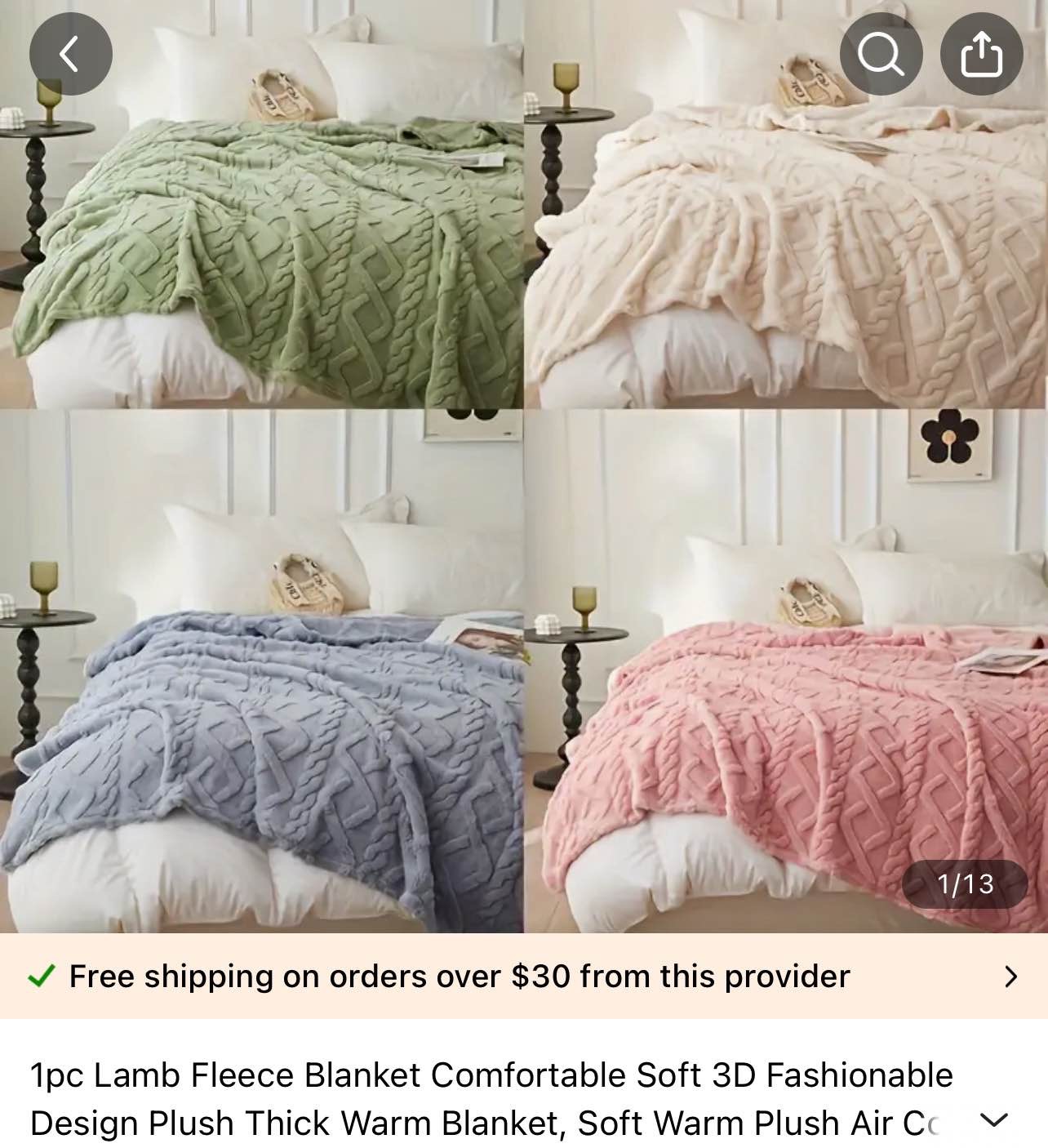 1pc Lamb Fleece Blanket Comfortable Soft 3D Fashionable Design Plush Thick Warm Blanket, Soft Warm Plush Air Co