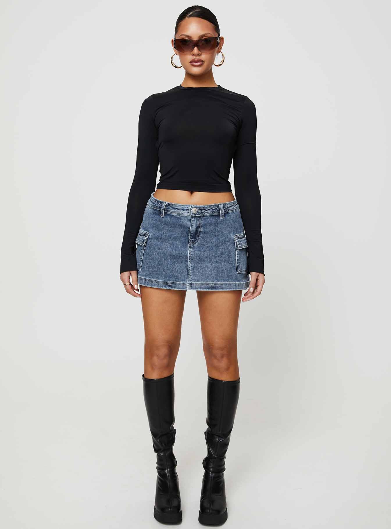 Grishea Low Rise Denim Skirt - AU 4 / Denim