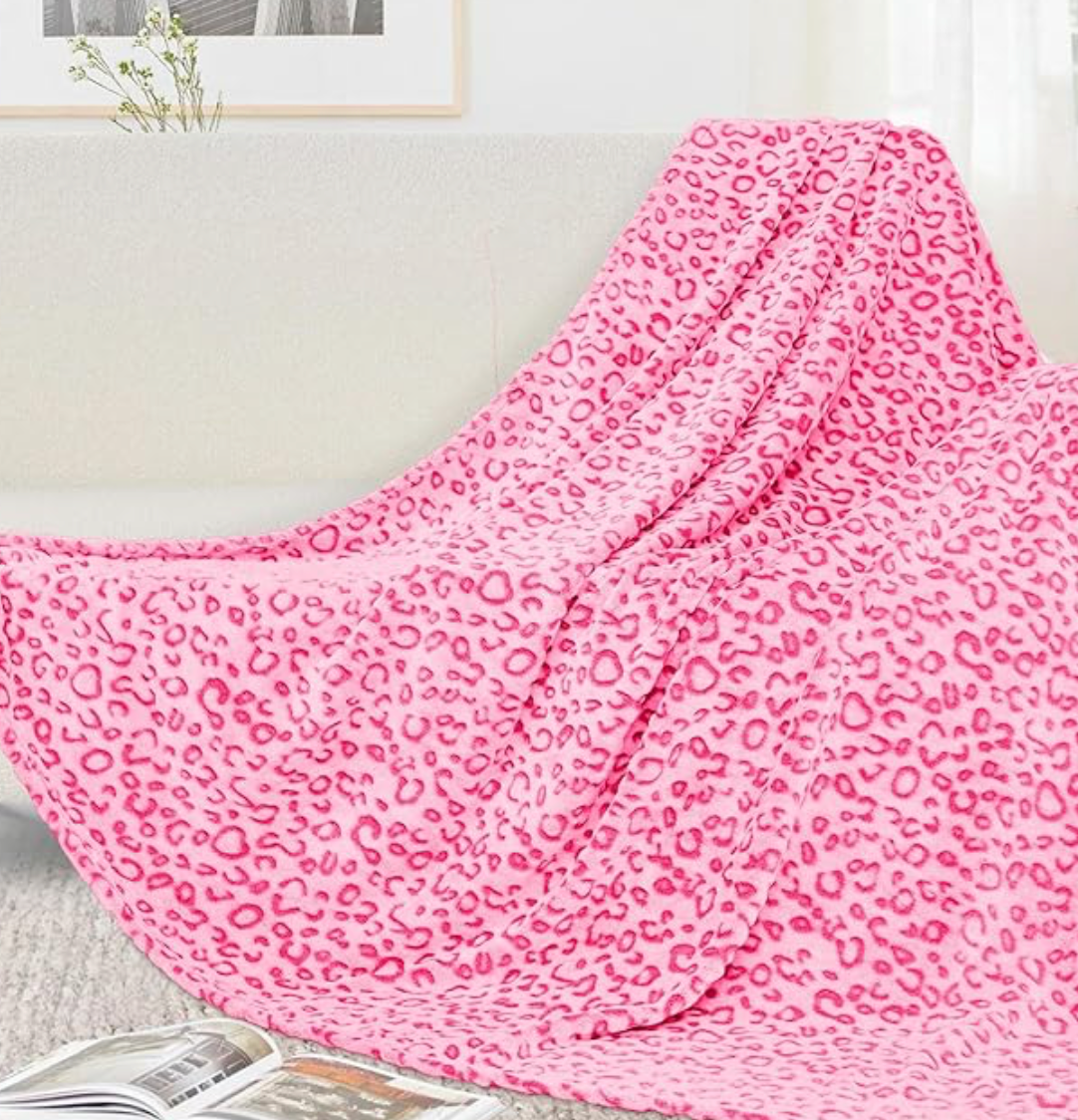 Pink Leopard Print Blanket