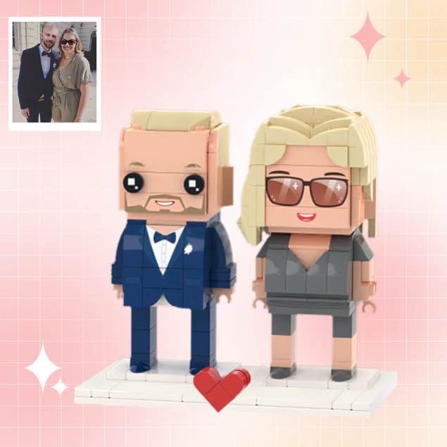 Customizable Fully Body 2 People Personalized Father's Day Gifts Custom Brick Figures Cool Couple Brick Me Figures Personalized Father's Day Gifts and Grandparent Gifts