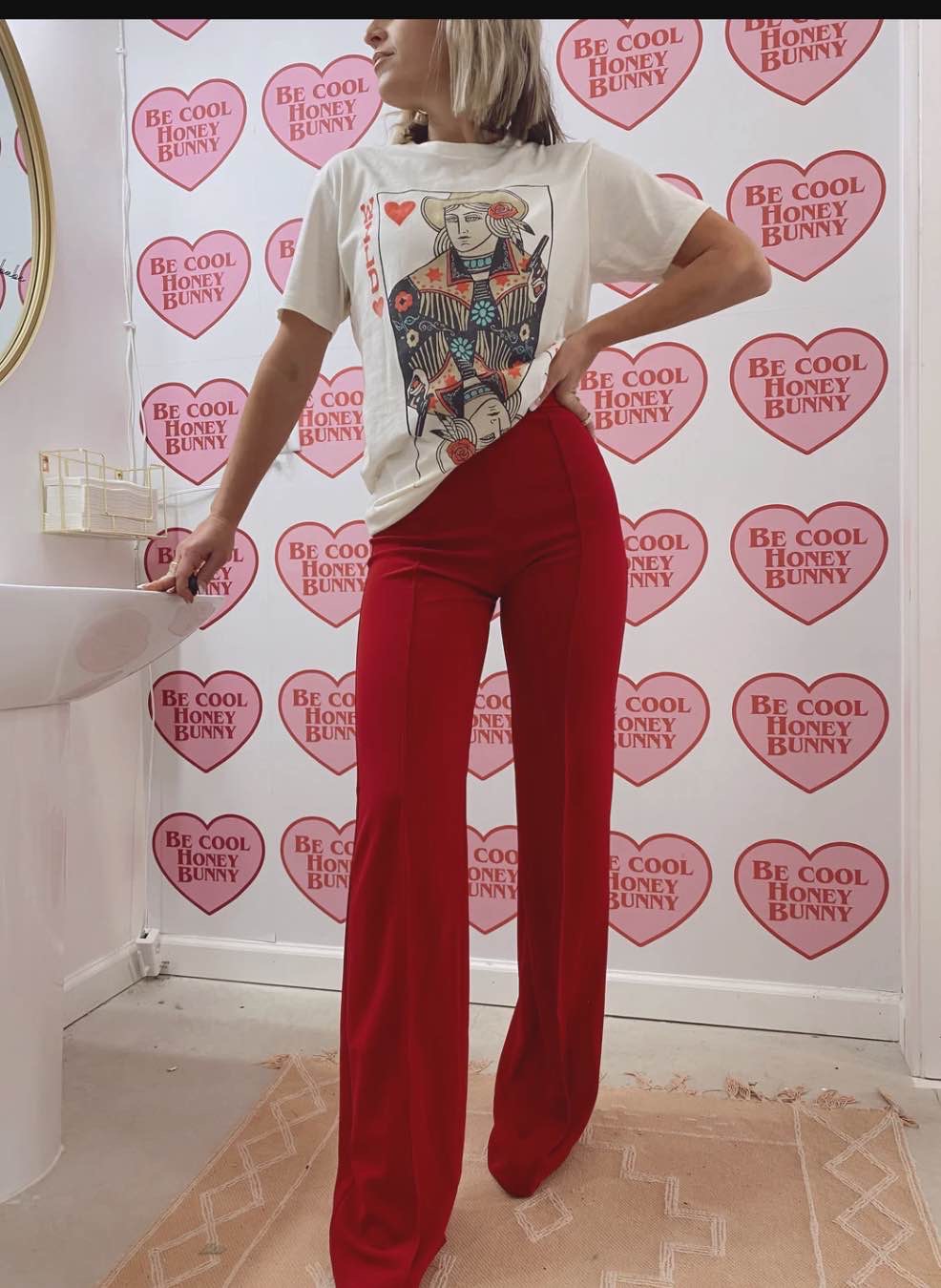 The Zoey Flare Trouser in Red