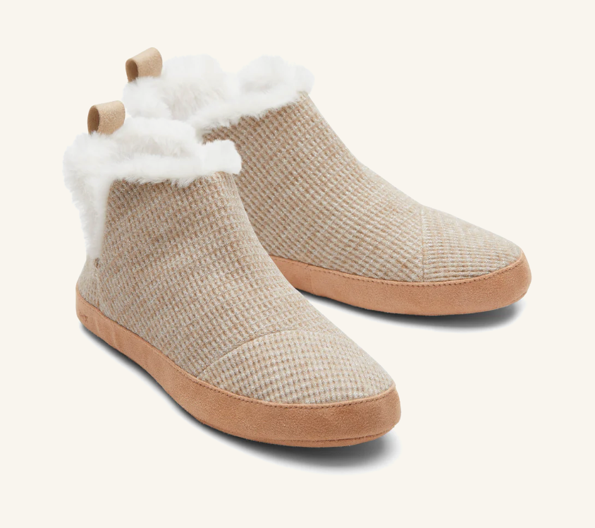 Lola Oatmeal Metallic Waffle Bootie Slipper