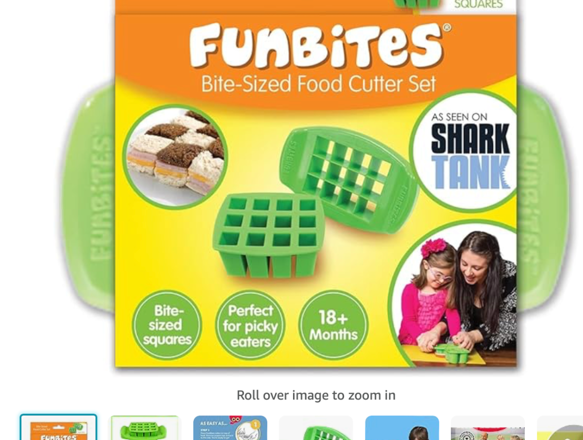 Amazon.com: FunBites Food Cutter for Kids, Green Squares : Home & Kitchen