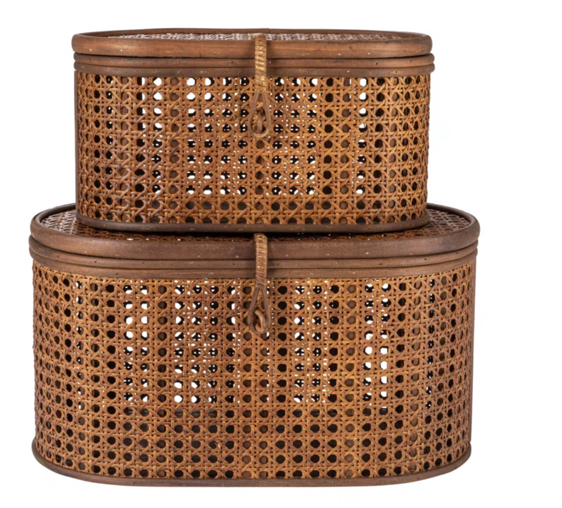 Birch Lane™ Edelie 2 Piece Rattan Storage Bin Set | Birch Lane