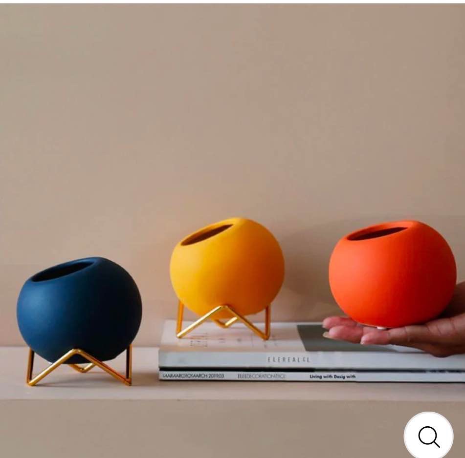 Abstract Colors Ceramic Planter Pots with Stand