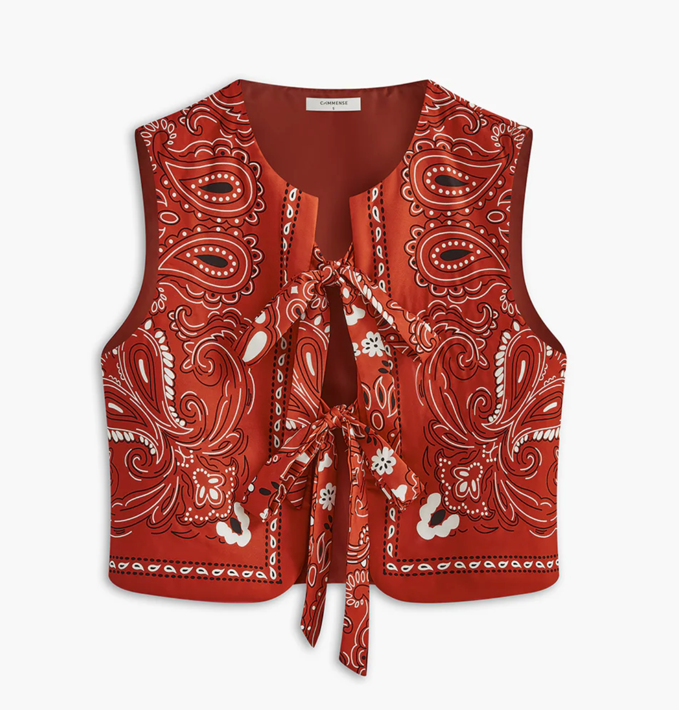 Paisley Printed Tie Front Vest