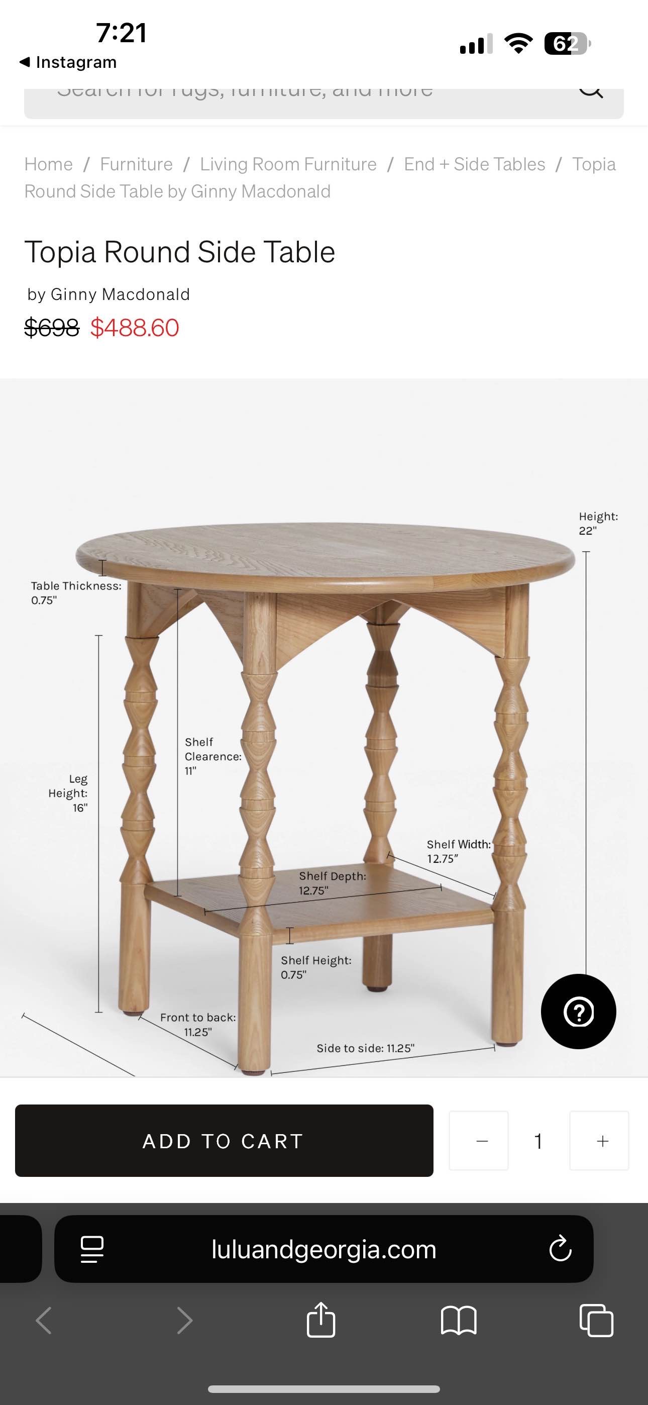Topia Round Side Table by Ginny Macdonald