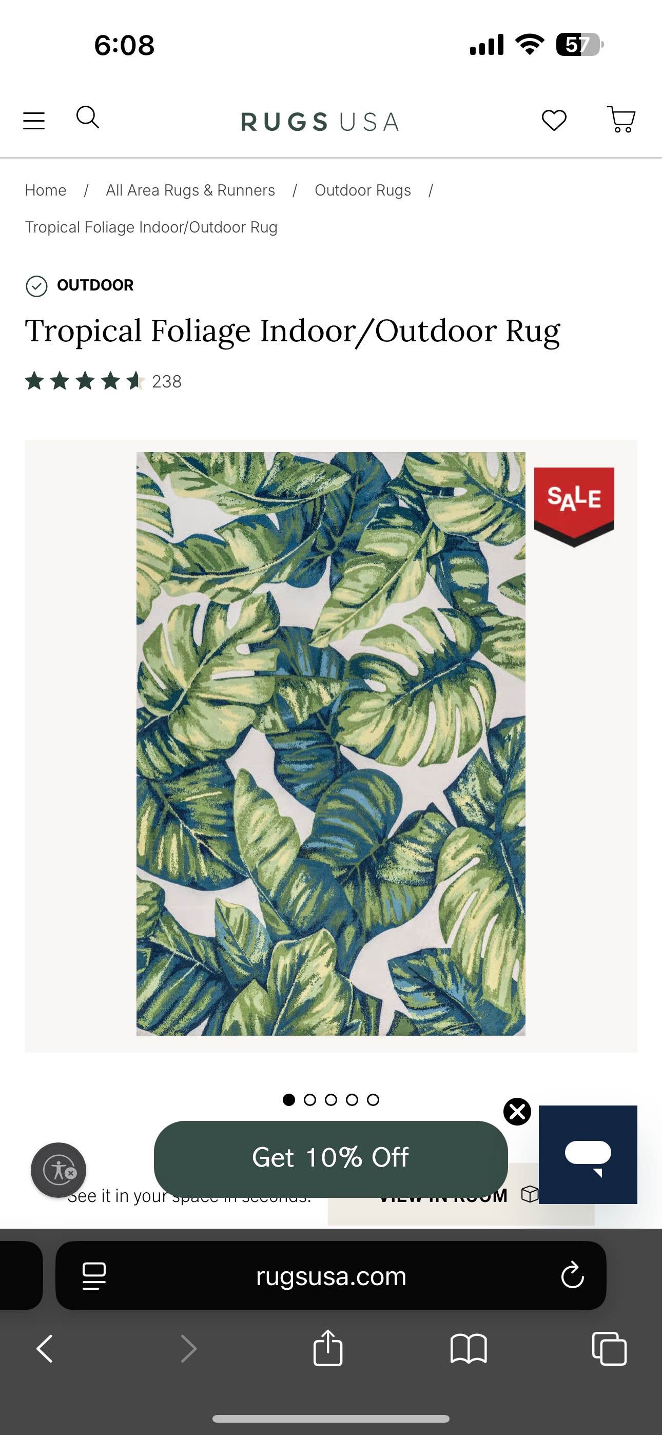 Tropical Foliage Indoor/Outdoor Rug